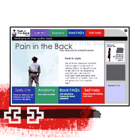 Pain in the Back web site prototype - screenshot